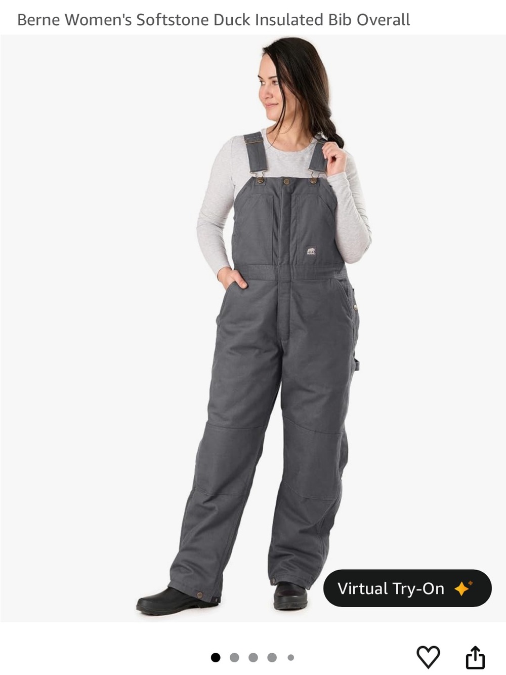 Berne 2XL Women's Gray Insulated Bib Jeans Overalls